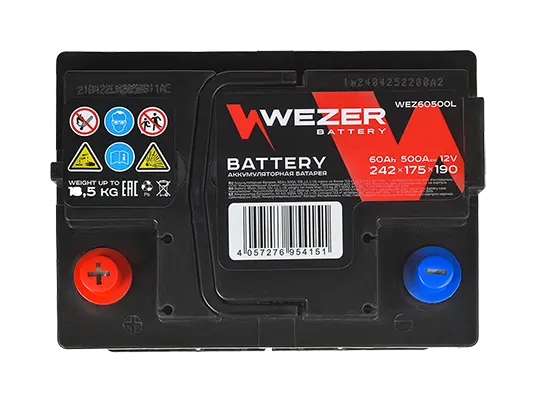 Аккумулятор WEZER 60Ah 500A (L)