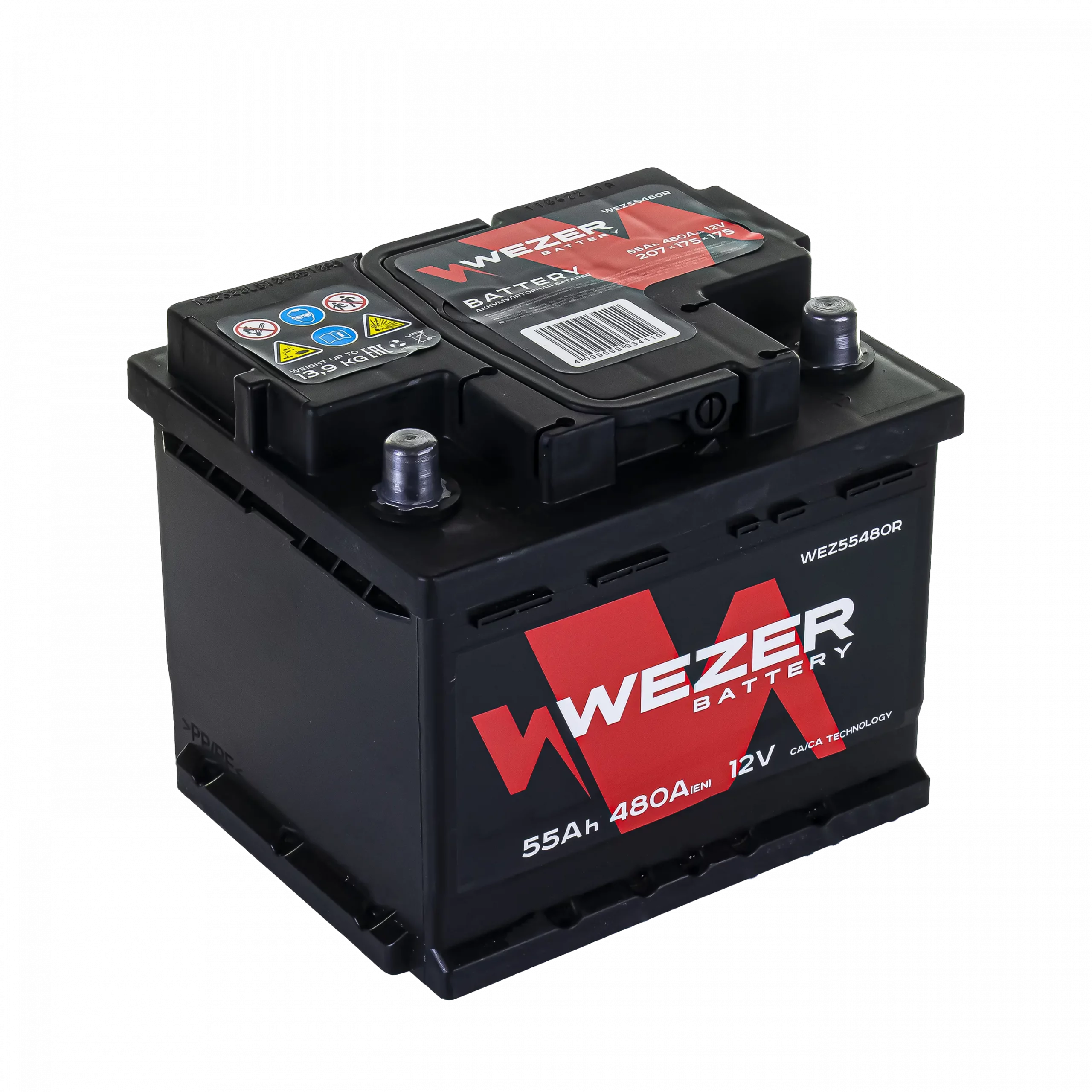 Аккумулятор WEZER 55Ah 480A (R)